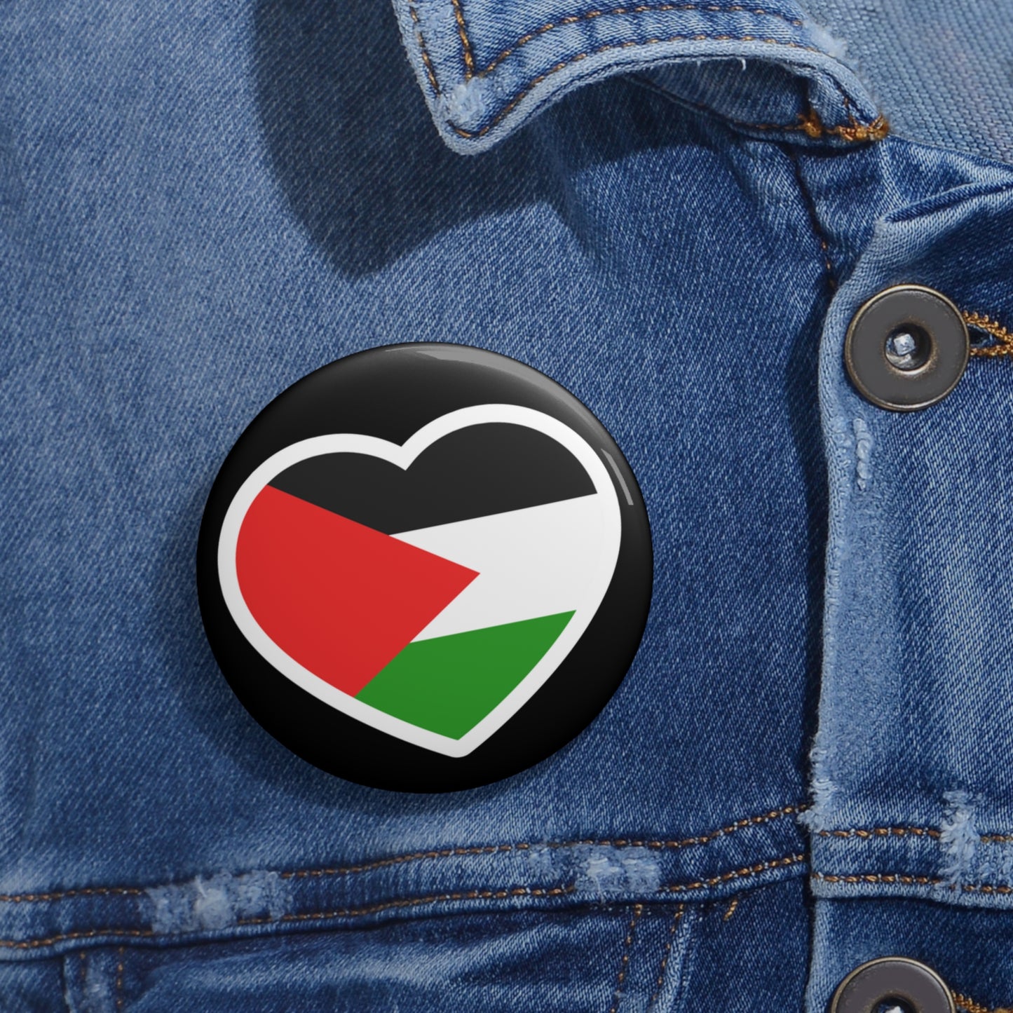 Palestinian Flag Heart Button: 2.25"