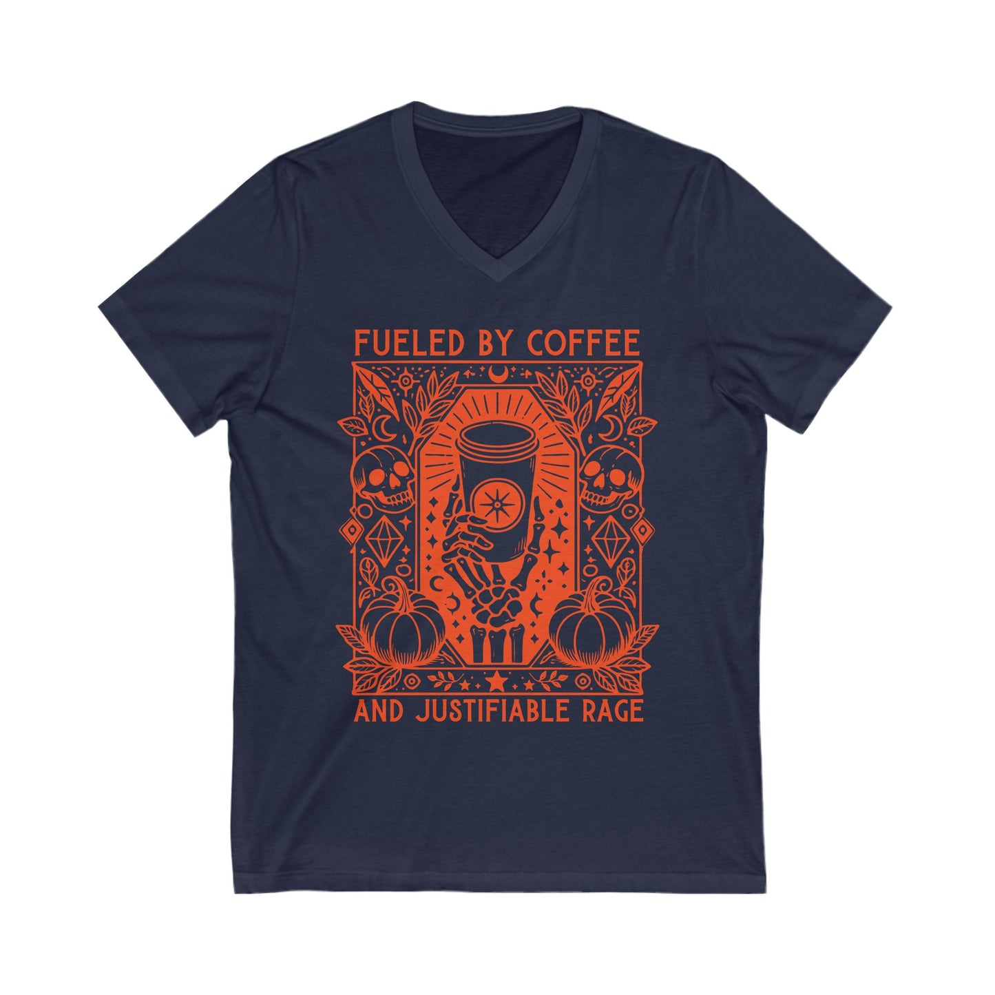 Fueled by Coffee and Justifiable Rage Feminist V-Neck Graphic Tee