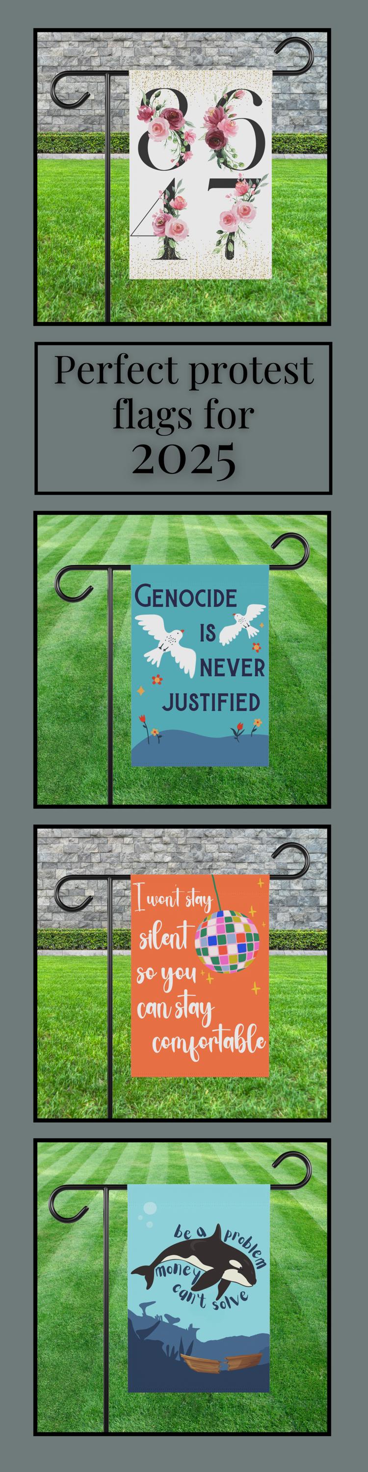 8647 garden banner foxtrot delta tango house flag resist fascism yard sign subtle anti Trump flag taco funny political gift idea anti MAGA