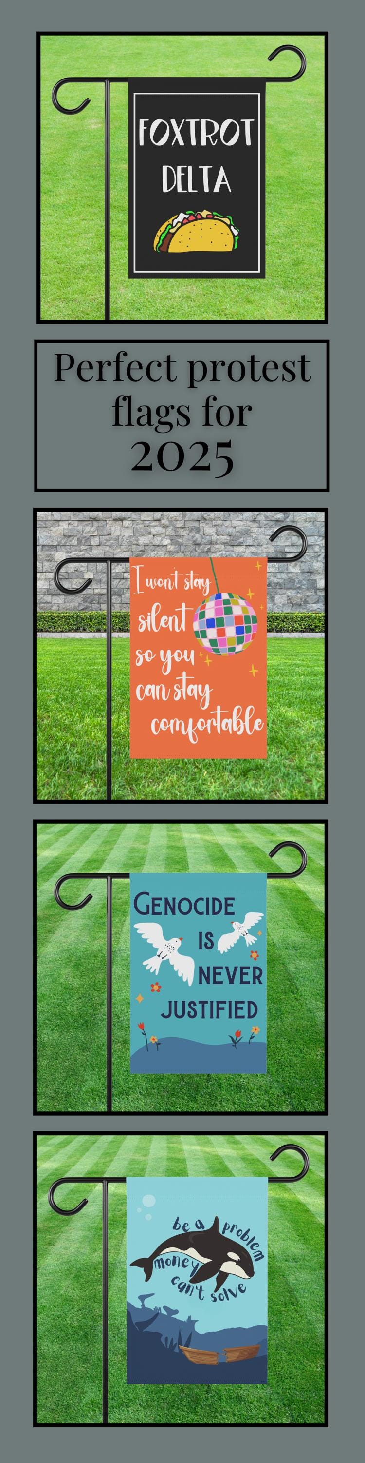 Taco Trump house flag foxtrot delta tango garden banner funny anti Trump flag Trump always chickens out sign anti MAGA flag 8647 garden sign