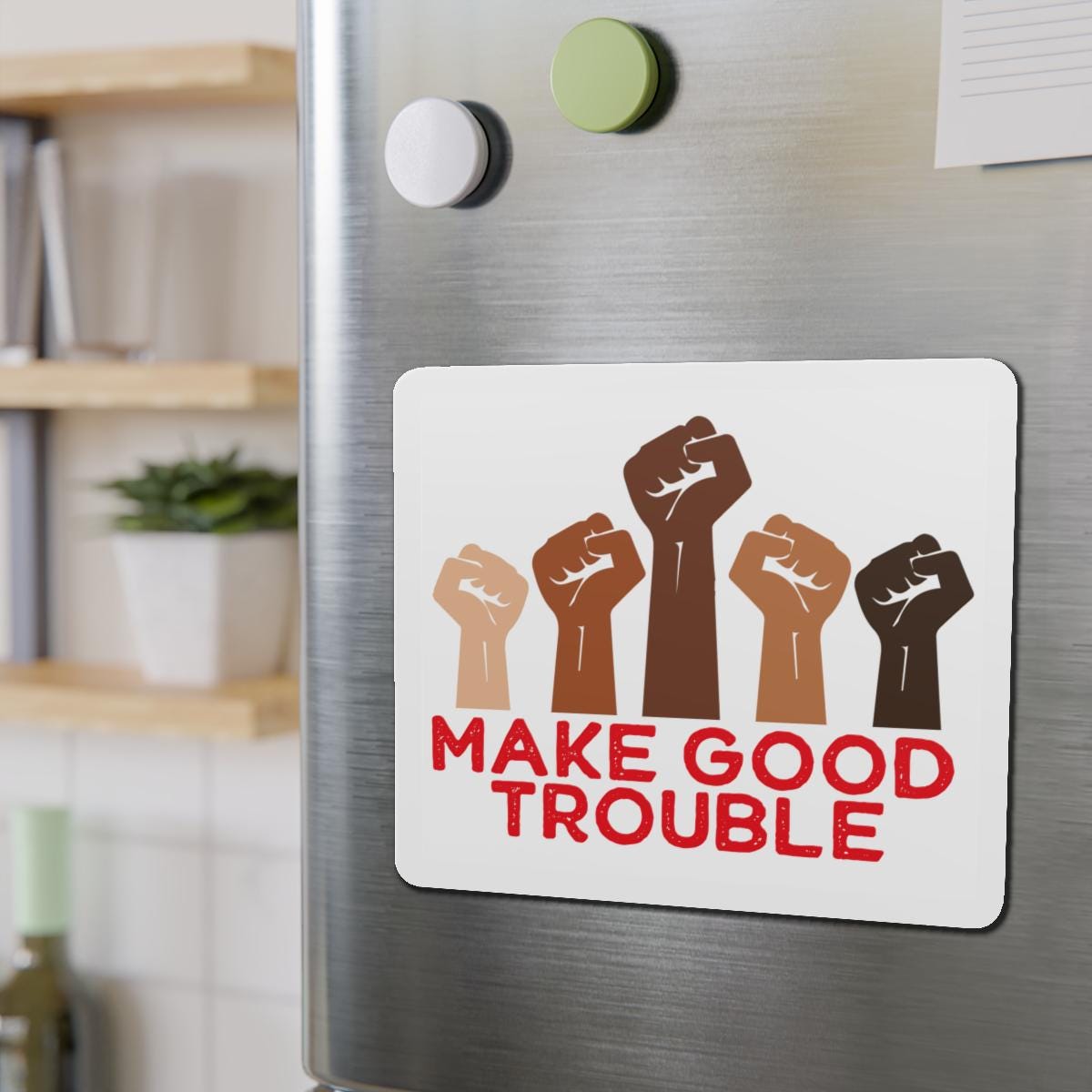 Make good trouble magnet fight fascism merch political activist gift idea anti Trump magnet feminist merch f*ck the patriarchy gift idea