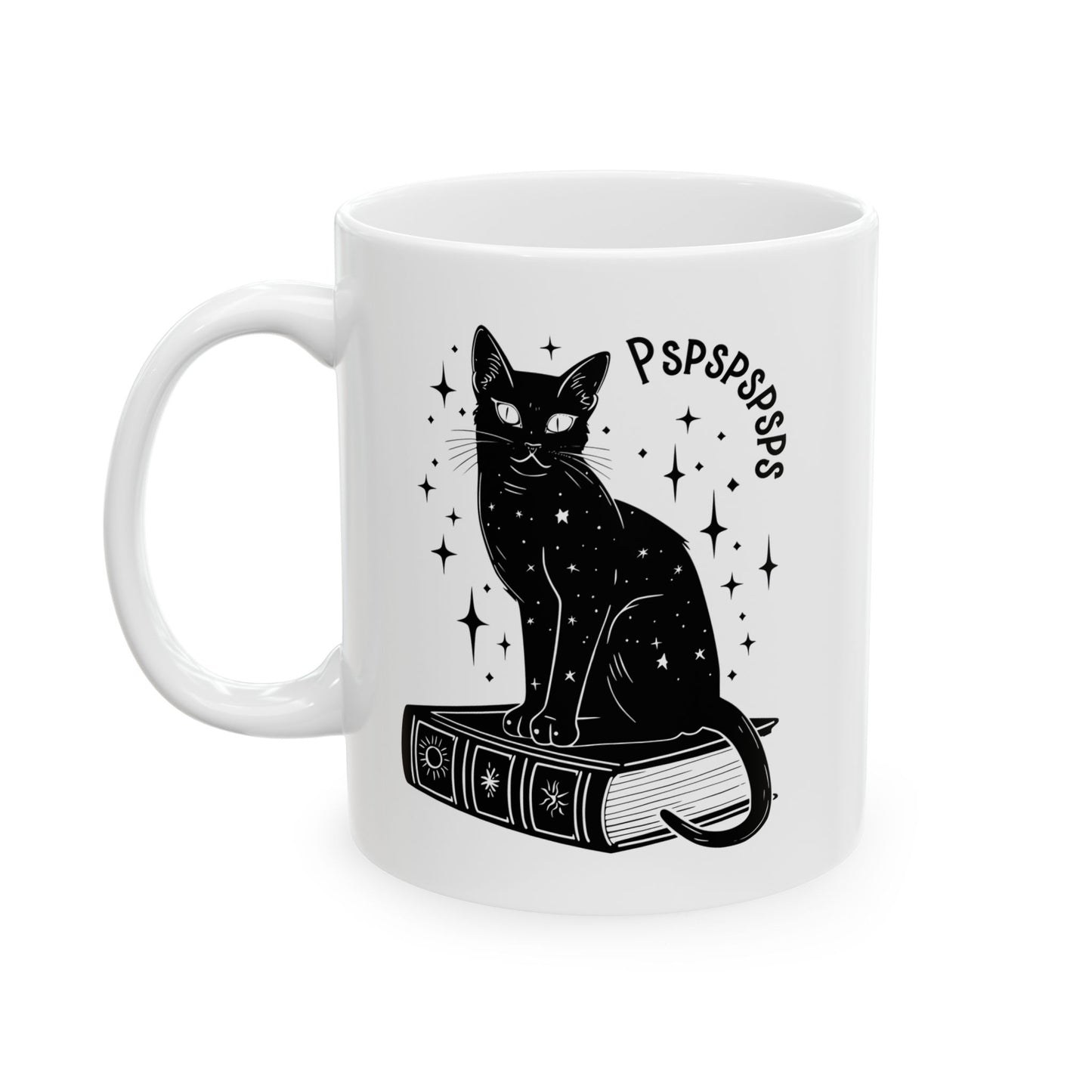 Boho Black Cat Pspsps Cat Lover Ceramic Coffee Mug