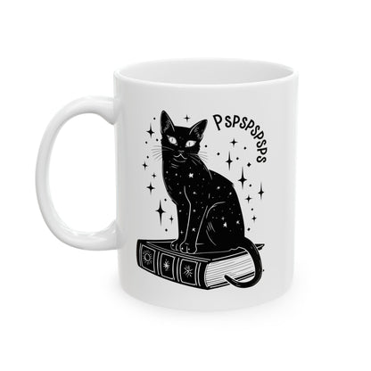 Boho Black Cat Pspsps Cat Lover Ceramic Coffee Mug