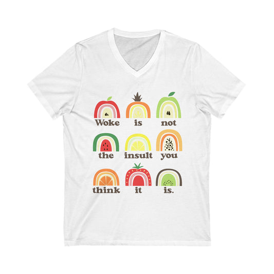 Woke Is Not An Insult V-Neck Graphic Tee