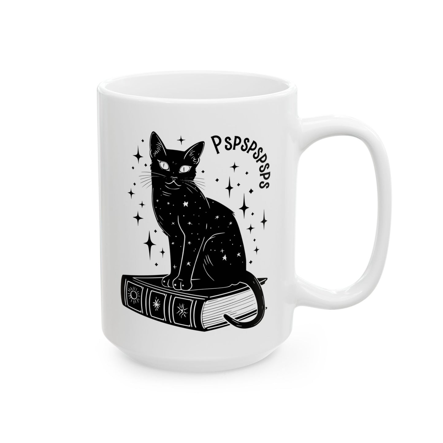 Boho Black Cat Pspsps Cat Lover Ceramic Coffee Mug