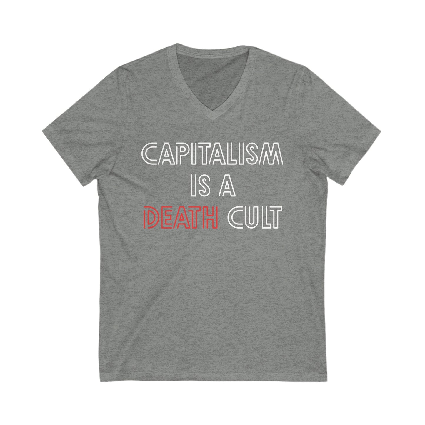 Capitalism Is A Death Cult V-Neck Graphic Tee
