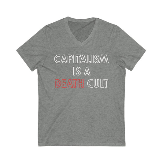 Capitalism Is A Death Cult V-Neck Graphic Tee