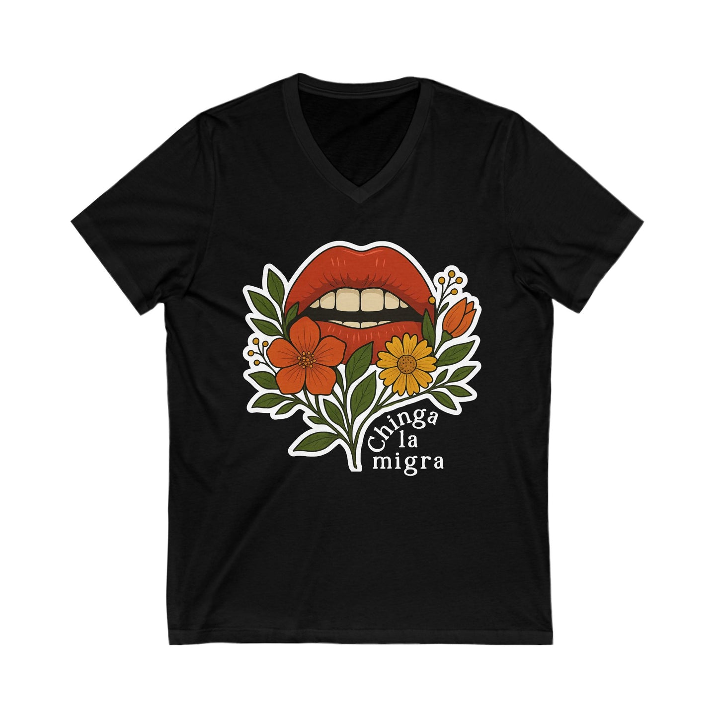 Chinga La Migra V-Neck Graphic Tee