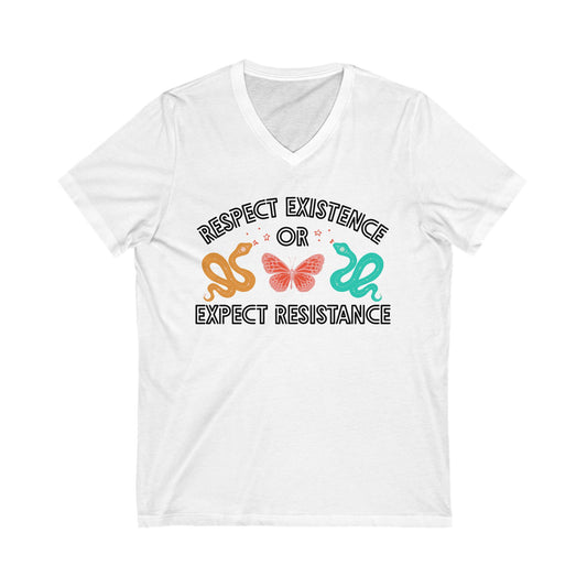 Respect Existence or Expect Resistance V-Neck Graphic Tee