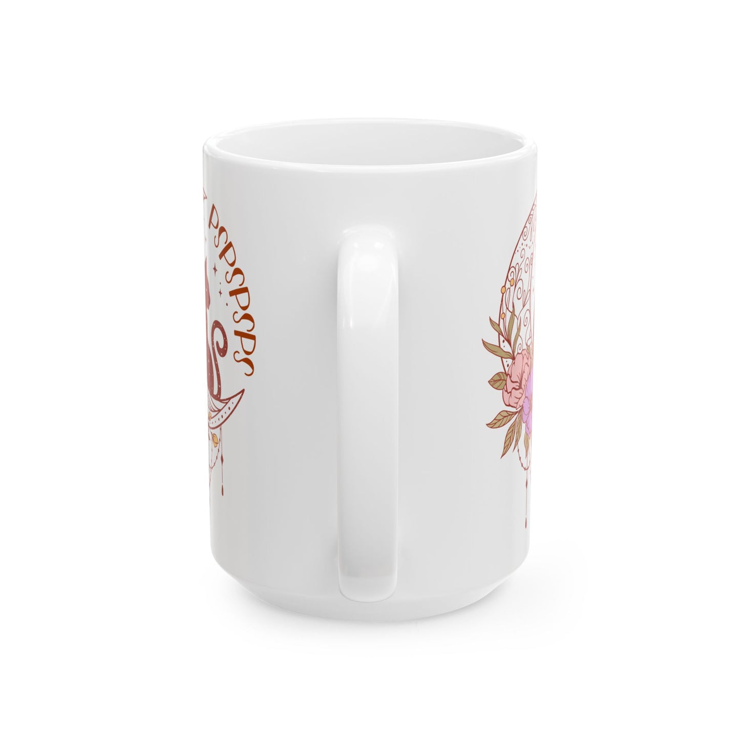 Pspsps Boho Cat Lover Ceramic Coffee Mug