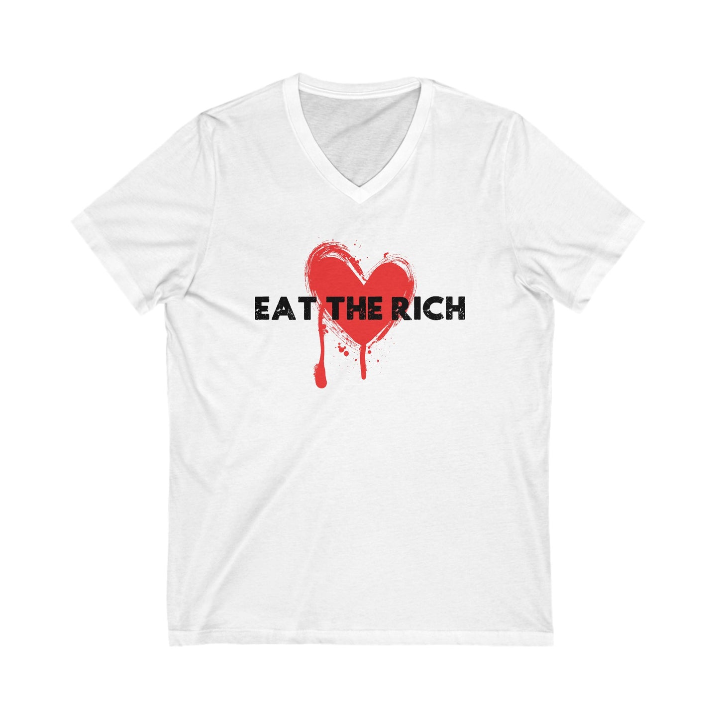Eat The Rich Anti Capitalist V-Neck Graphic Tee