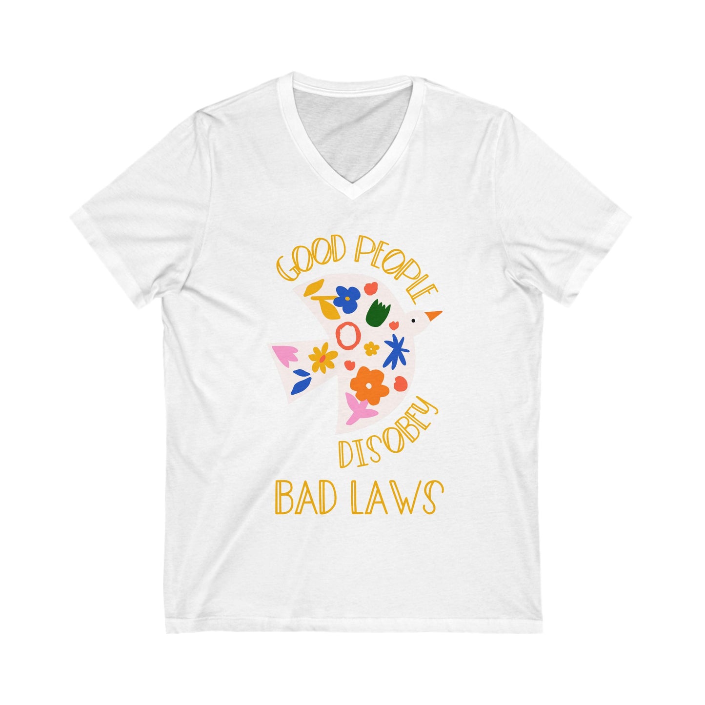 Good People Disobey Bad Laws Anti Fascism V-Neck Tee