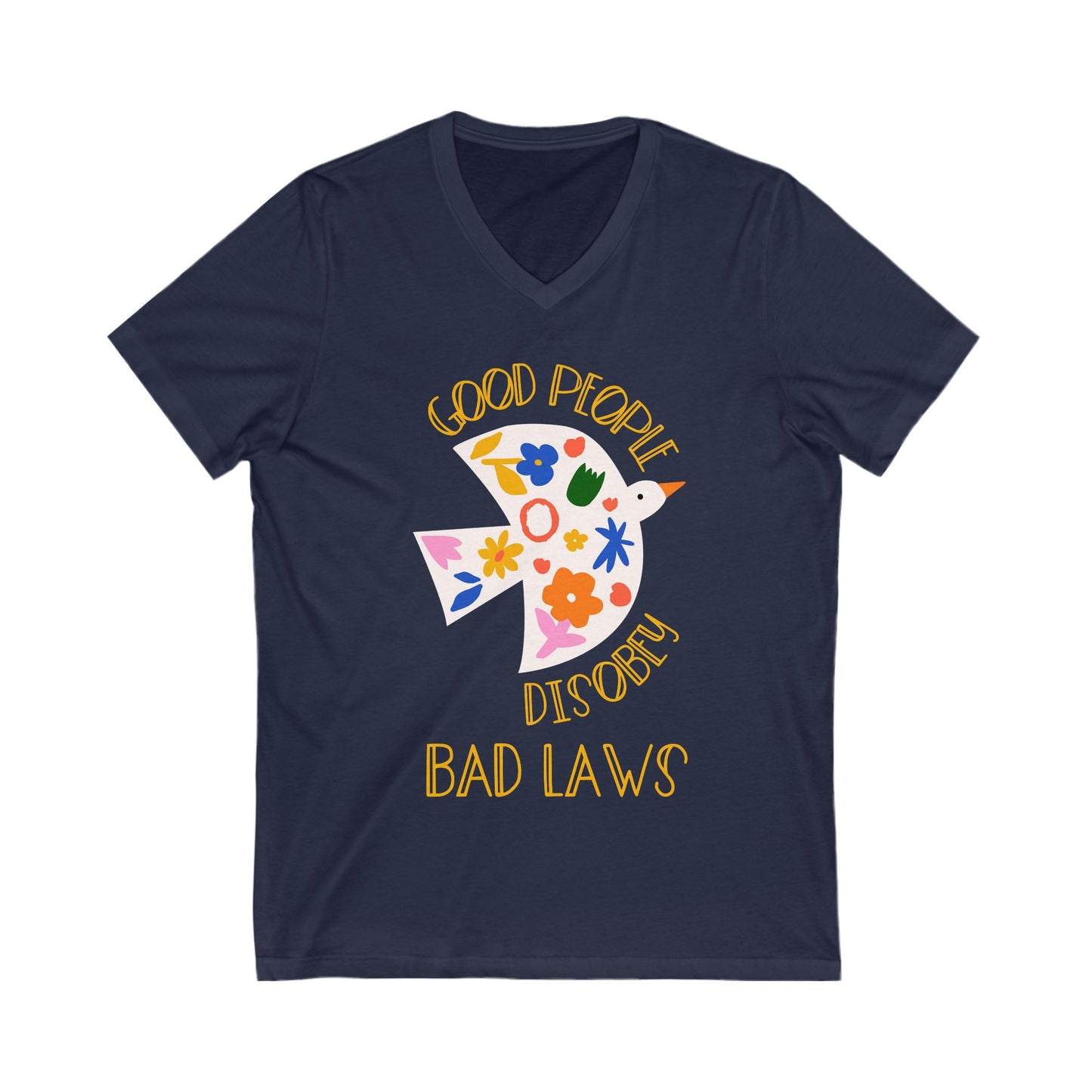 Good People Disobey Bad Laws Anti Fascism V-Neck Tee