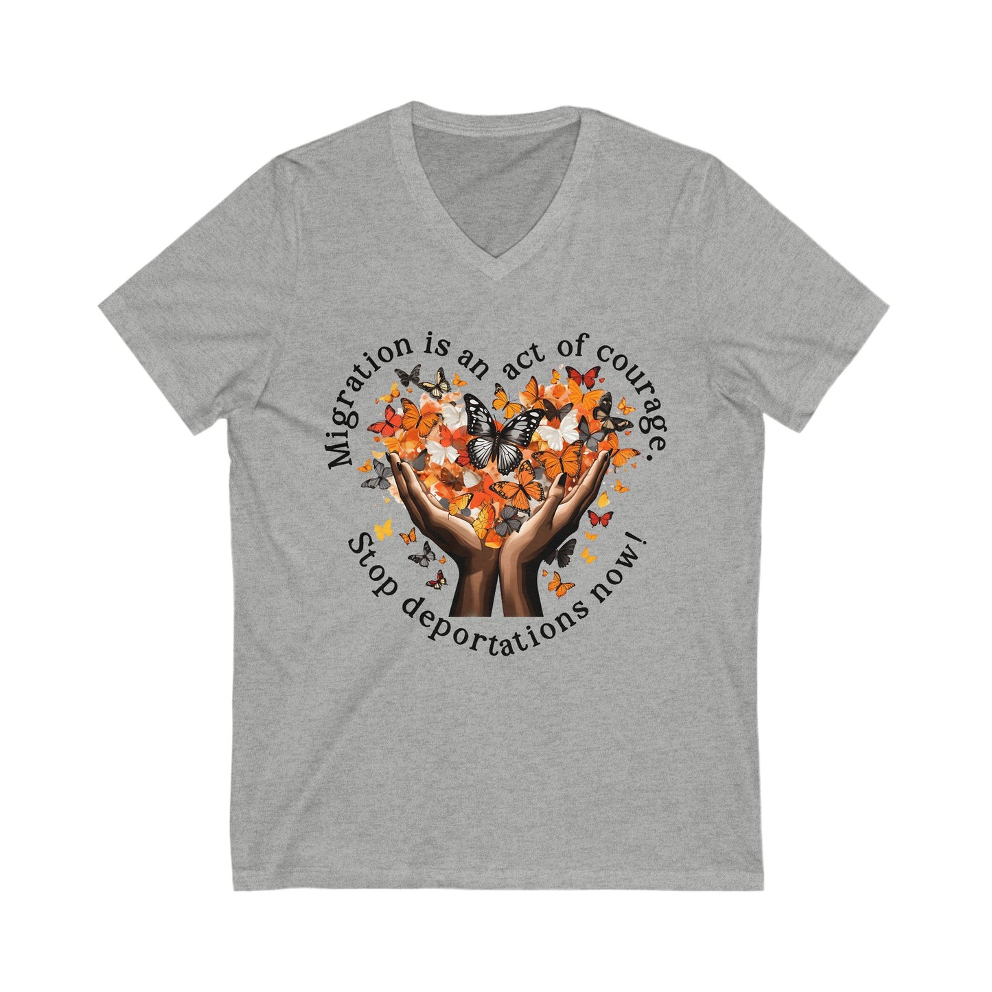 Migration is an Act of Courage V-Neck Tee
