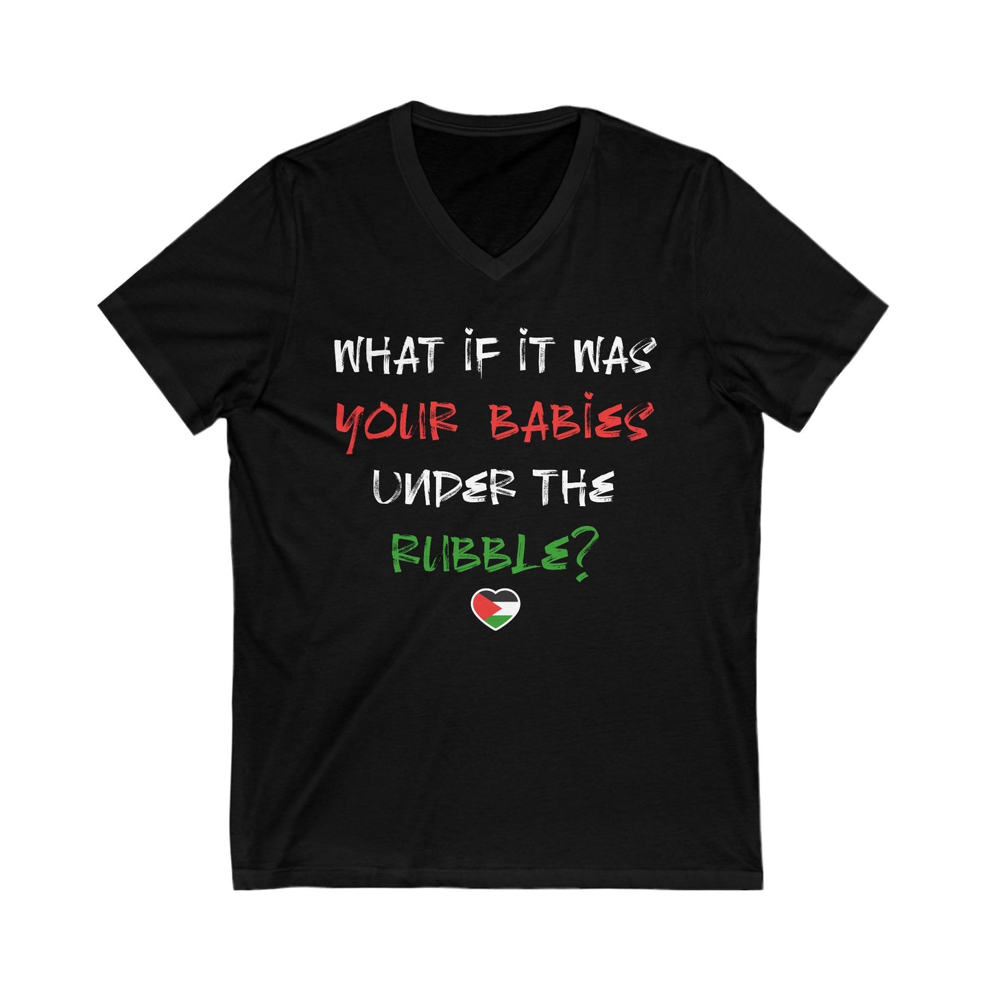 Free Palestine End the Genocide V-Neck Graphic Tee