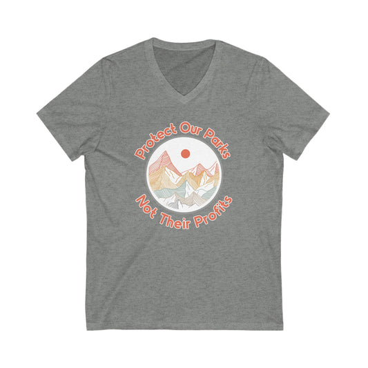 Protect Our Parks Not Their Profits V-Neck Tee