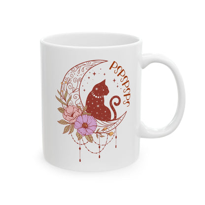 Pspsps Boho Cat Lover Ceramic Coffee Mug