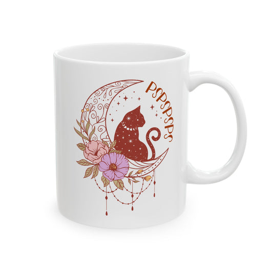 Pspsps Boho Cat Lover Ceramic Coffee Mug
