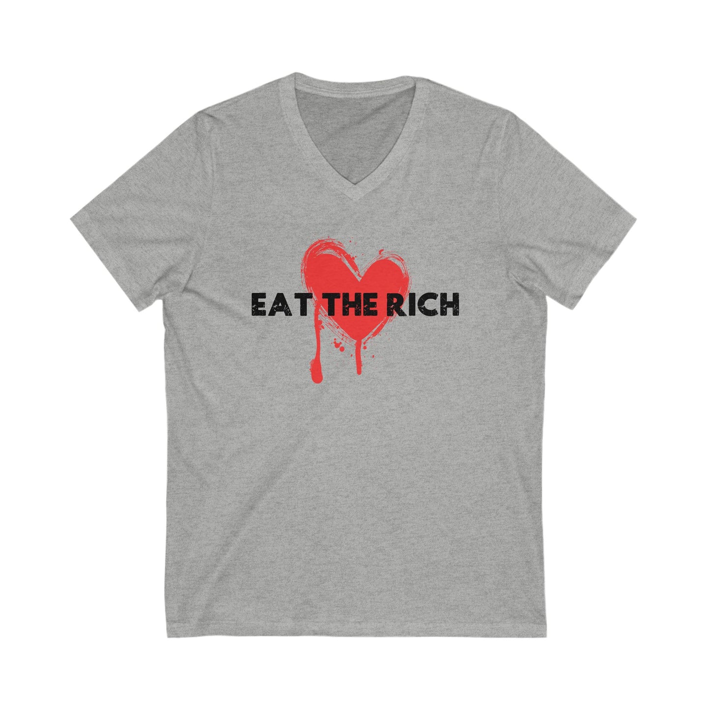Eat The Rich Anti Capitalist V-Neck Graphic Tee