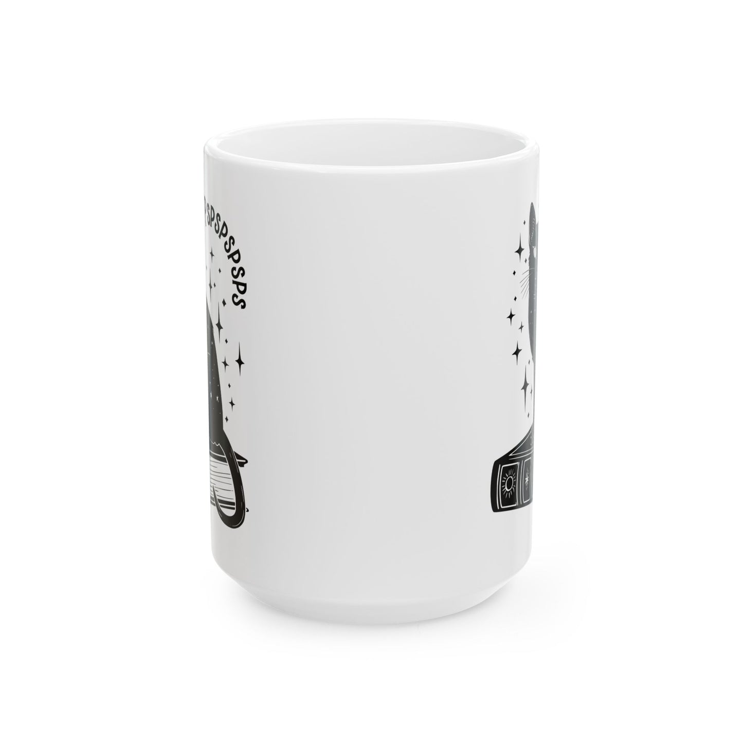 Boho Black Cat Pspsps Cat Lover Ceramic Coffee Mug