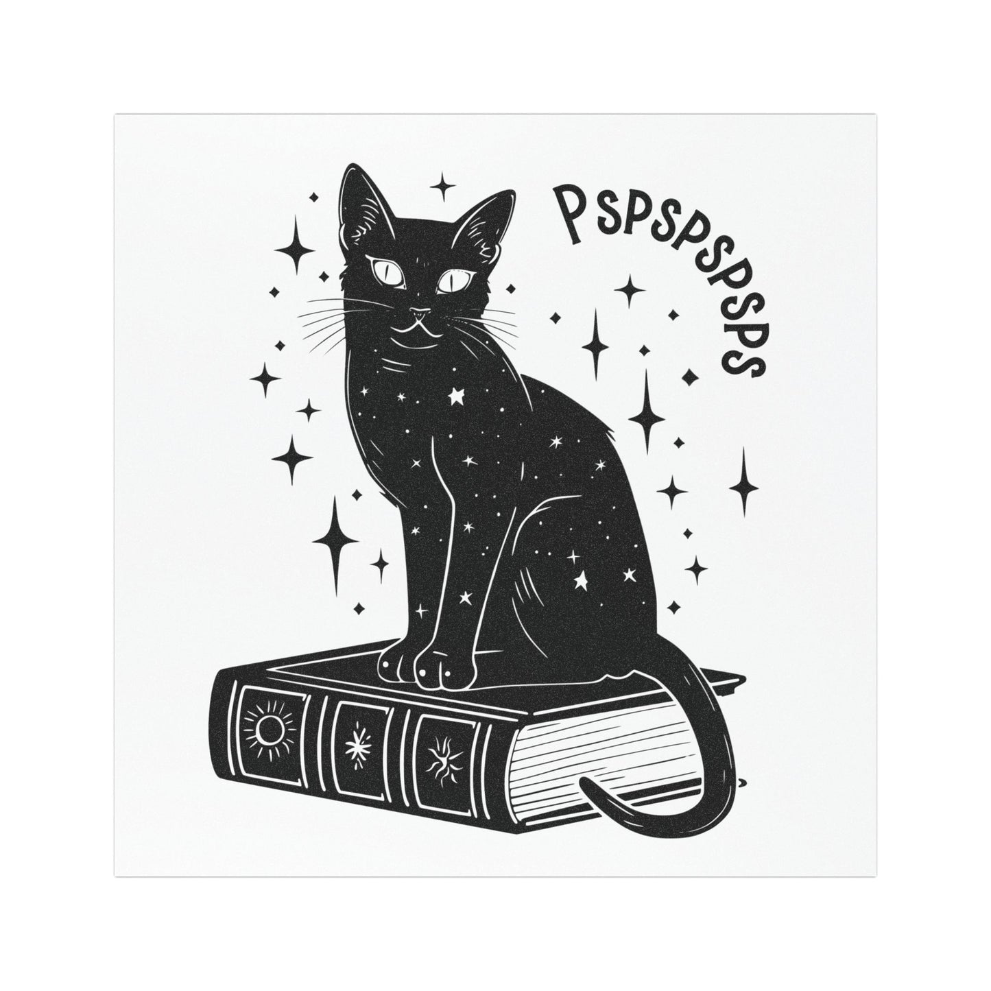Mystical Black Cat 5"x5" Car Magnet