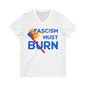 Fascism Must Burn Anti-Fascist V-Neck Graphic Tee