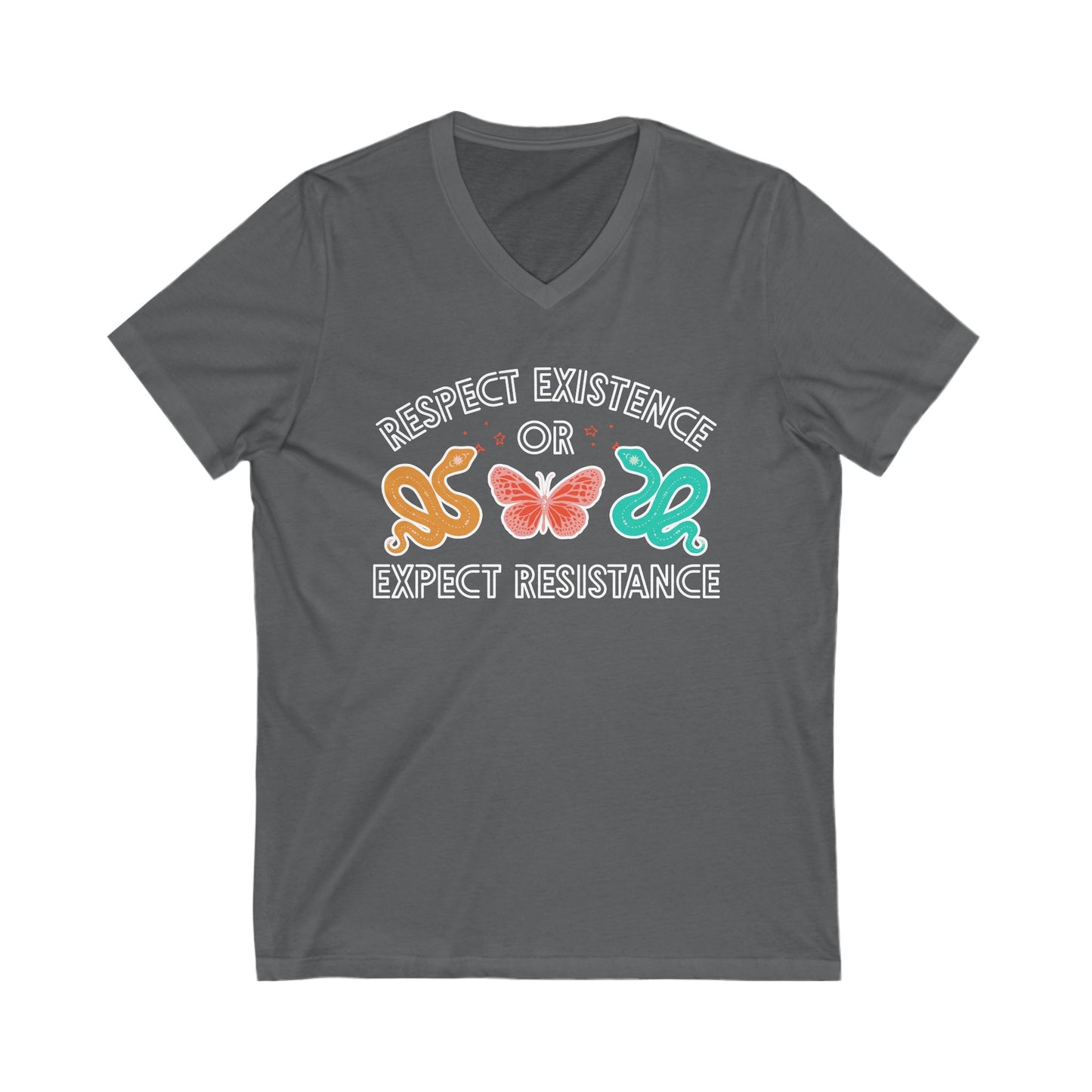 Respect Existence or Expect Resistance V-Neck Graphic Tee