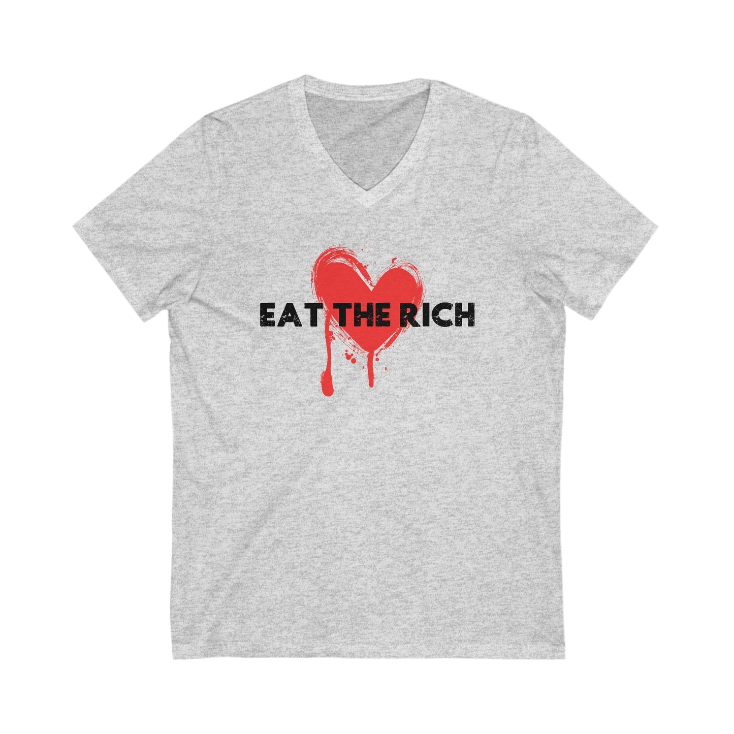Eat The Rich Anti Capitalist V-Neck Graphic Tee