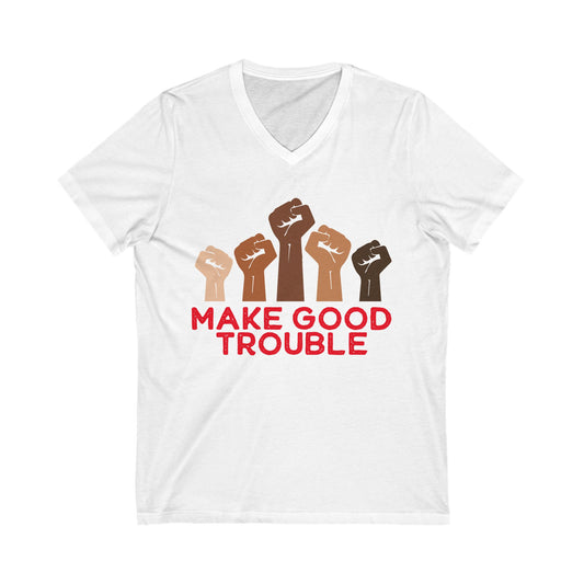 Make Good Trouble Leftist V-Neck Graphic Tee