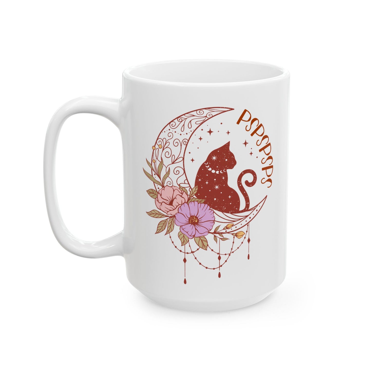 Pspsps Boho Cat Lover Ceramic Coffee Mug