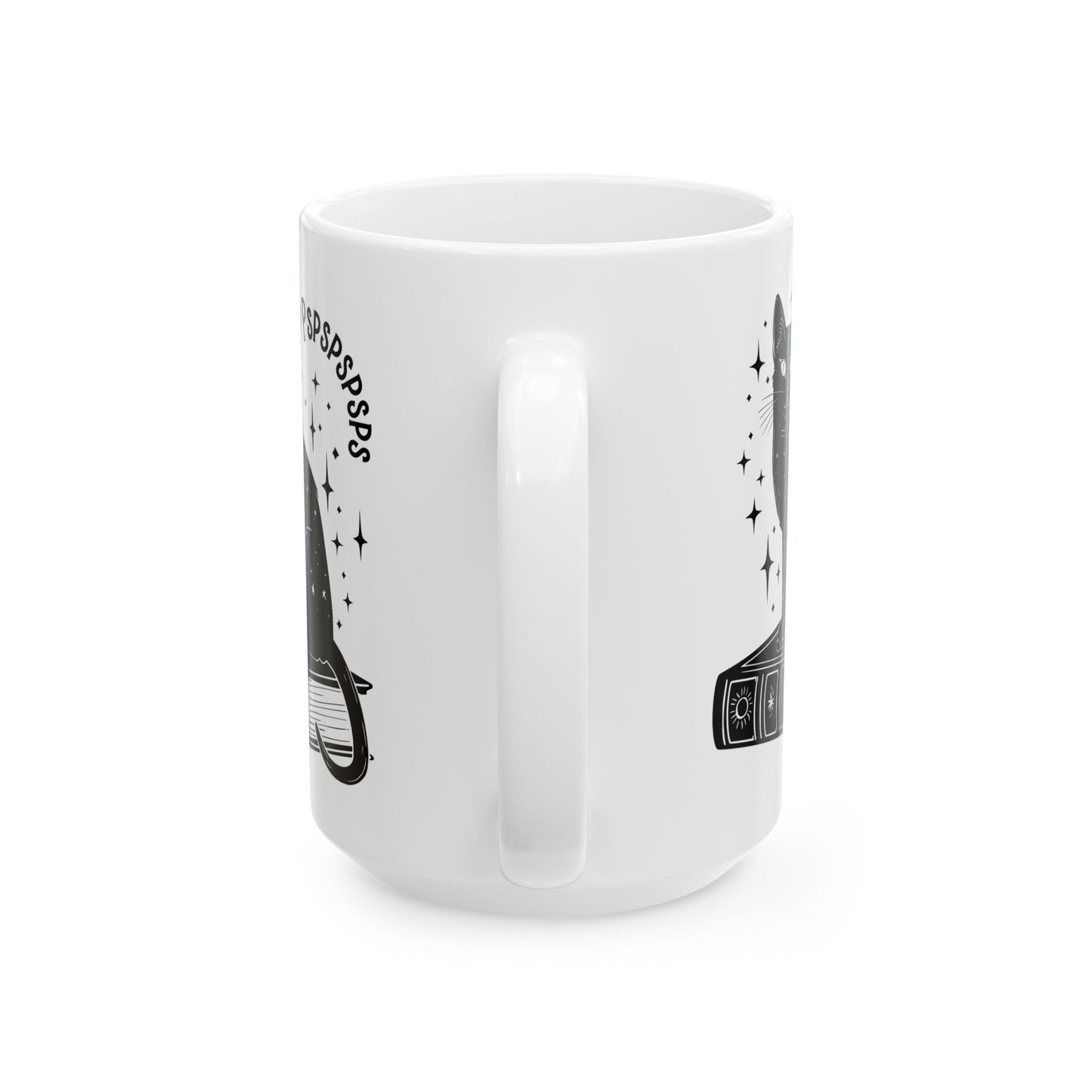 Boho Black Cat Pspsps Cat Lover Ceramic Coffee Mug