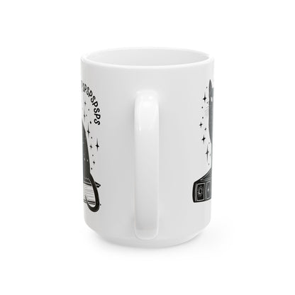 Boho Black Cat Pspsps Cat Lover Ceramic Coffee Mug