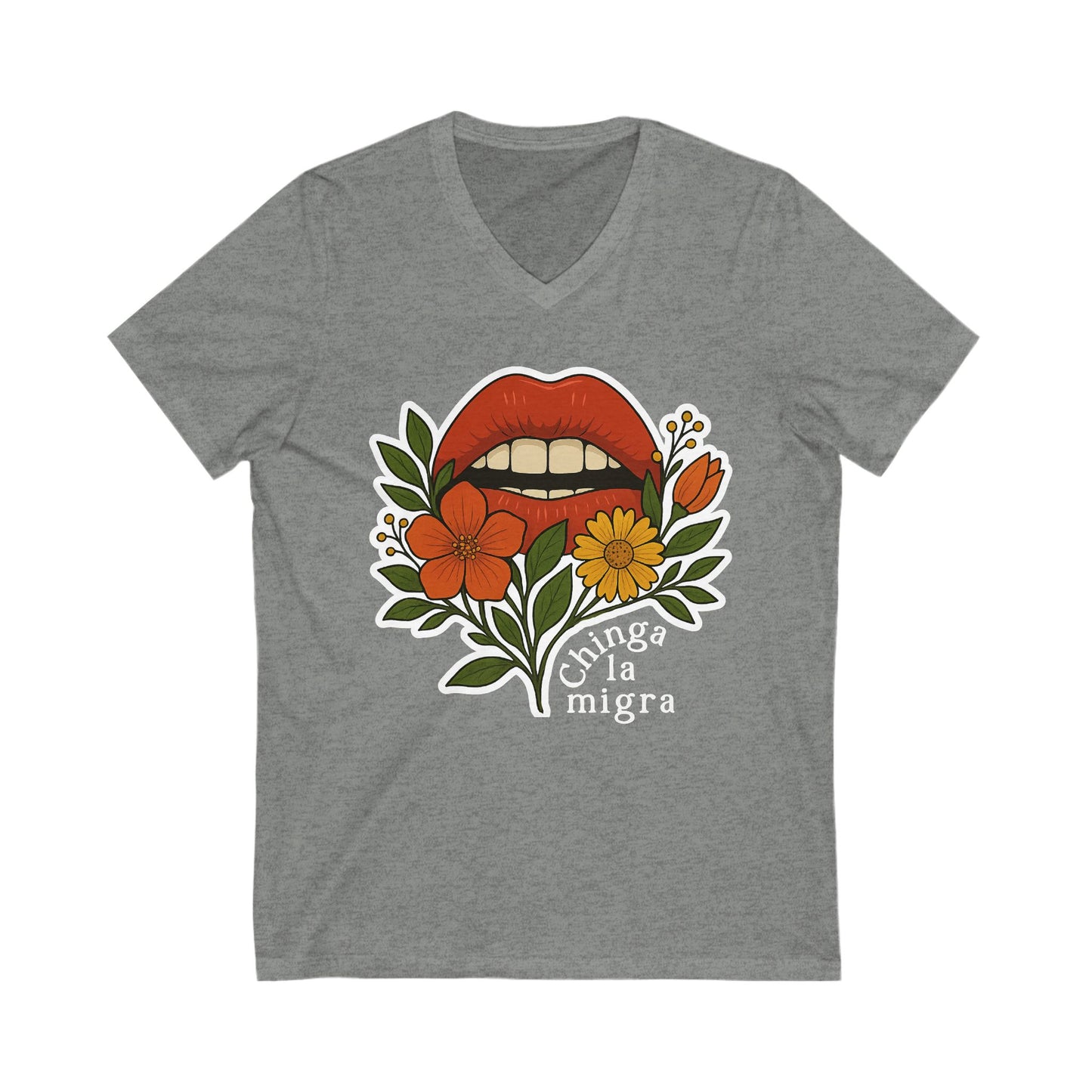 Chinga La Migra V-Neck Graphic Tee