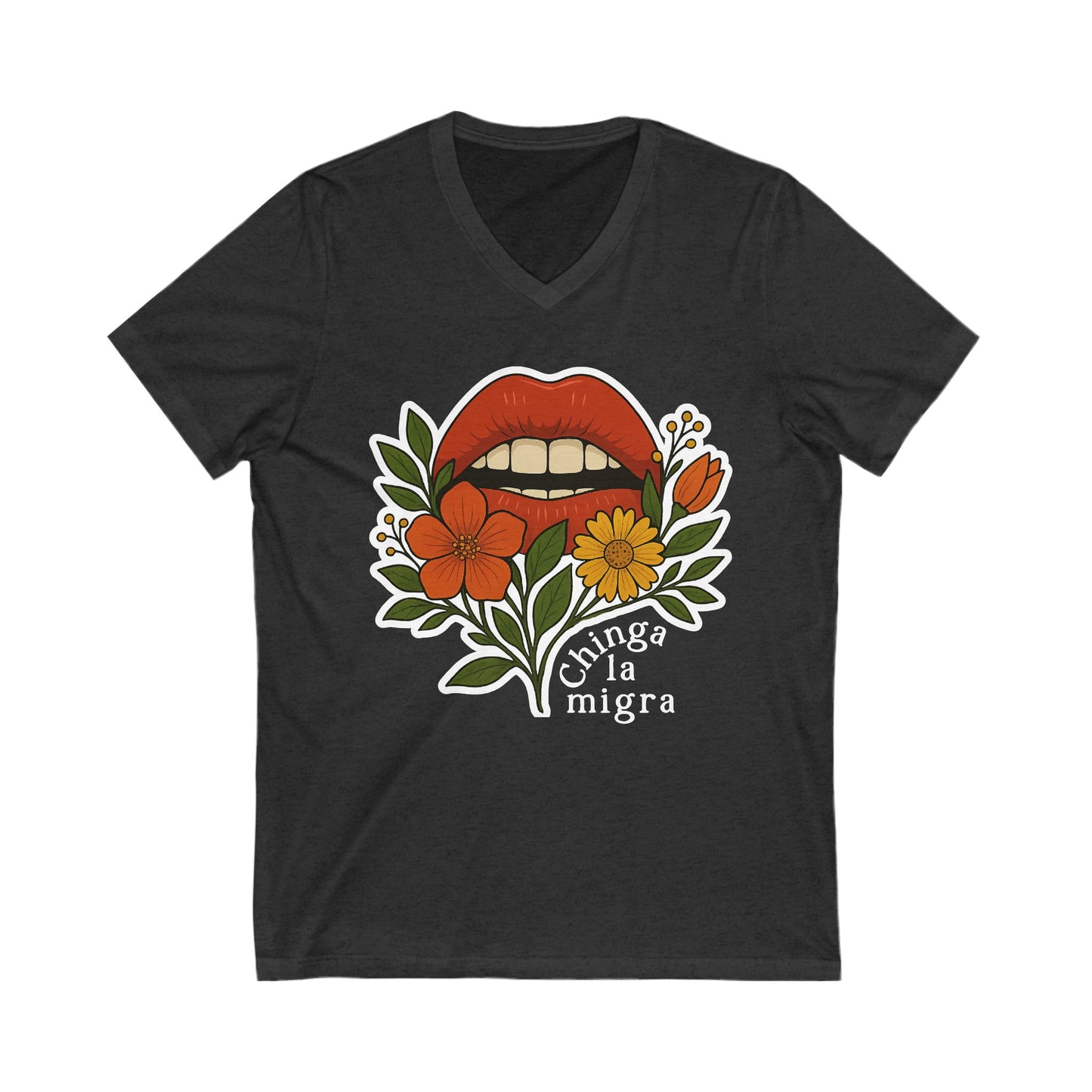 Chinga La Migra V-Neck Graphic Tee
