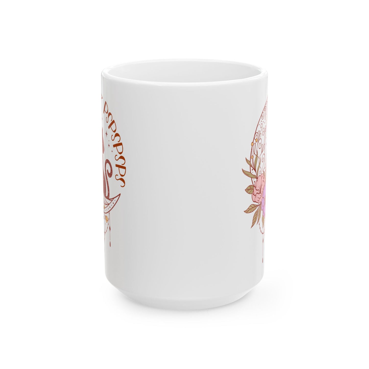 Pspsps Boho Cat Lover Ceramic Coffee Mug