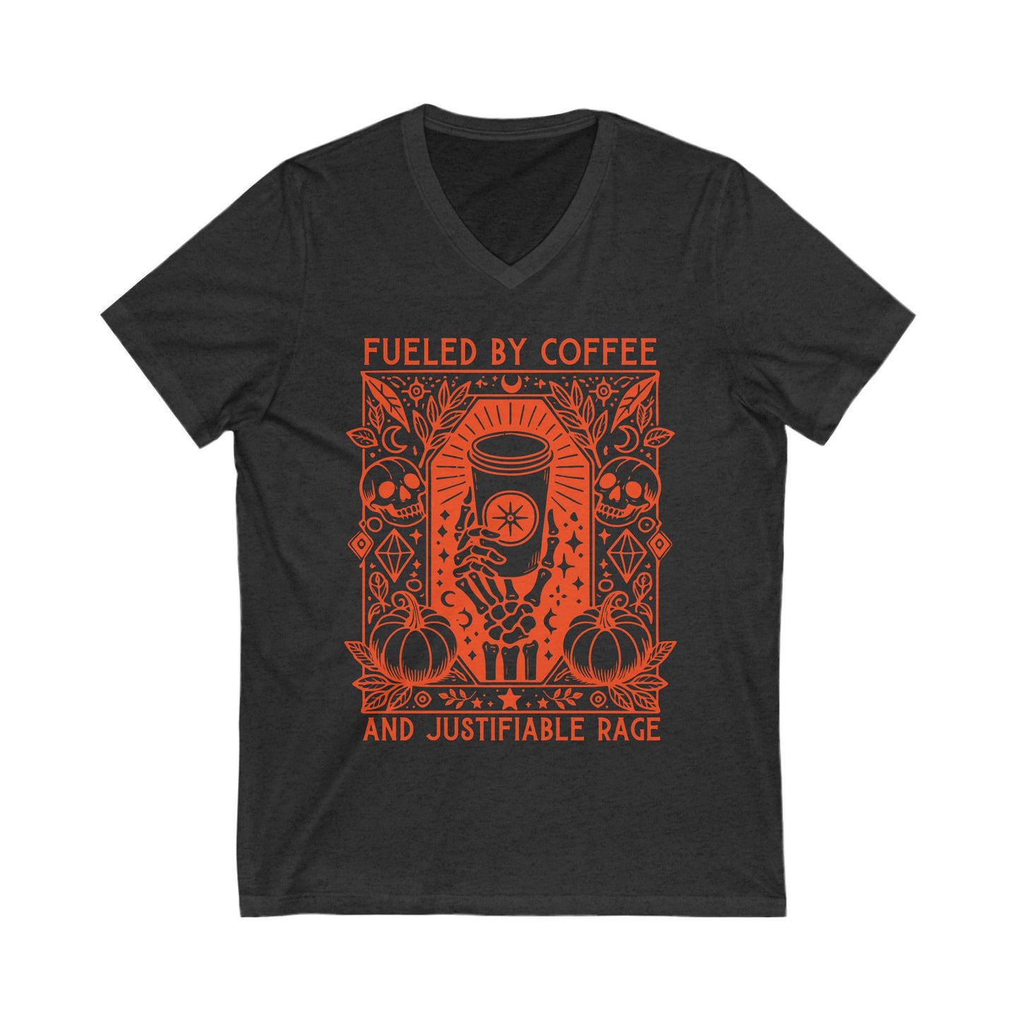 Fueled by Coffee and Justifiable Rage Feminist V-Neck Graphic Tee