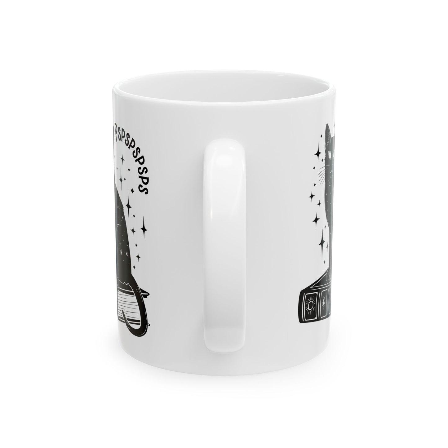 Boho Black Cat Pspsps Cat Lover Ceramic Coffee Mug