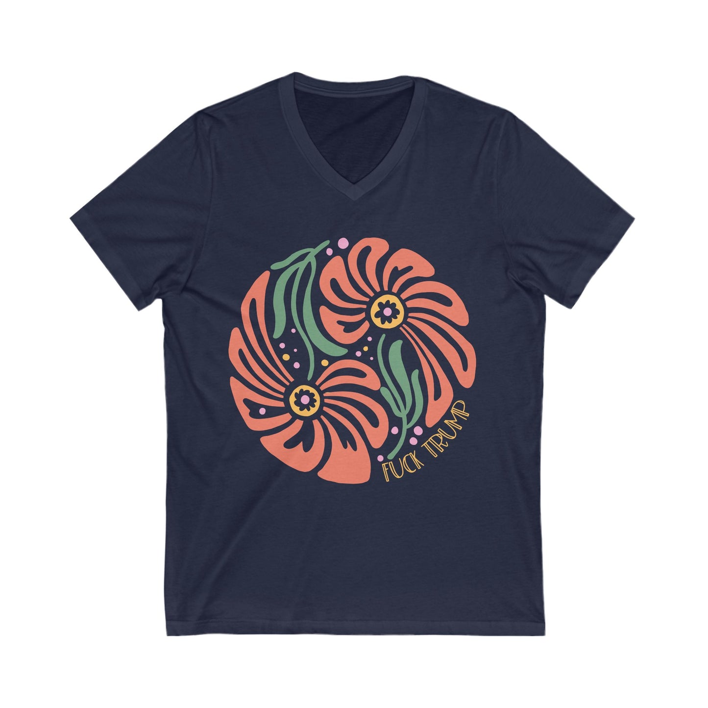 Subtle Floral Fuck Trump V-Neck tee