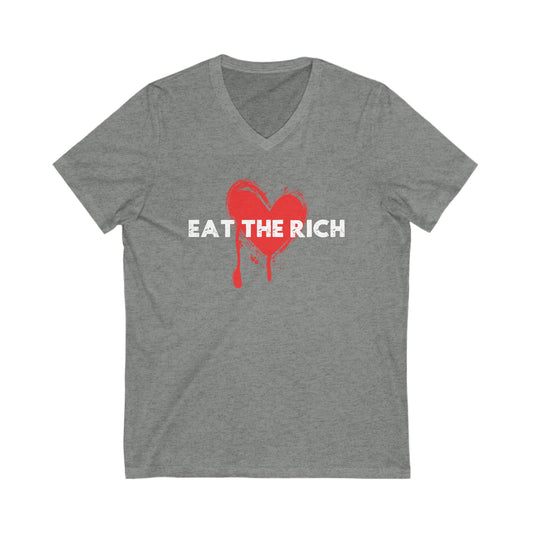 Eat the Rich Anti Capitalist V-Neckc Graphic Tee