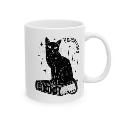 Boho Black Cat Pspsps Cat Lover Ceramic Coffee Mug