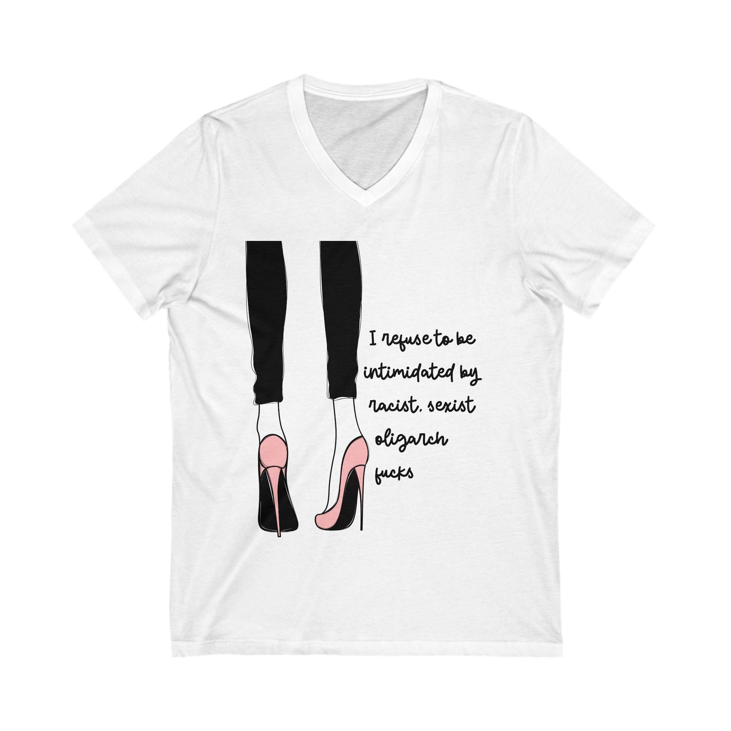 Anti Oligarchy Feminist V-Neck Graphic Tee