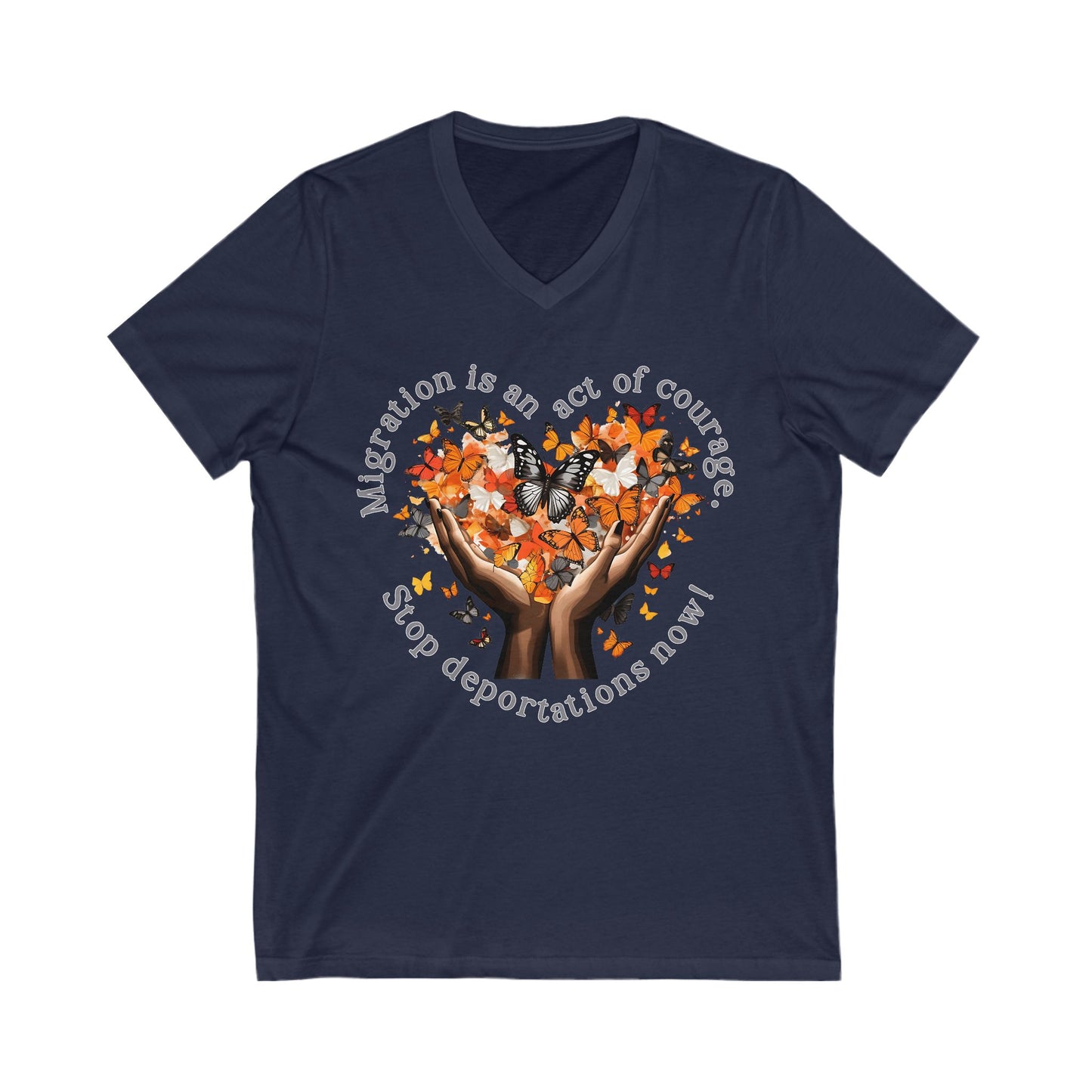 Migration is an Act of Courage V-Neck Tee