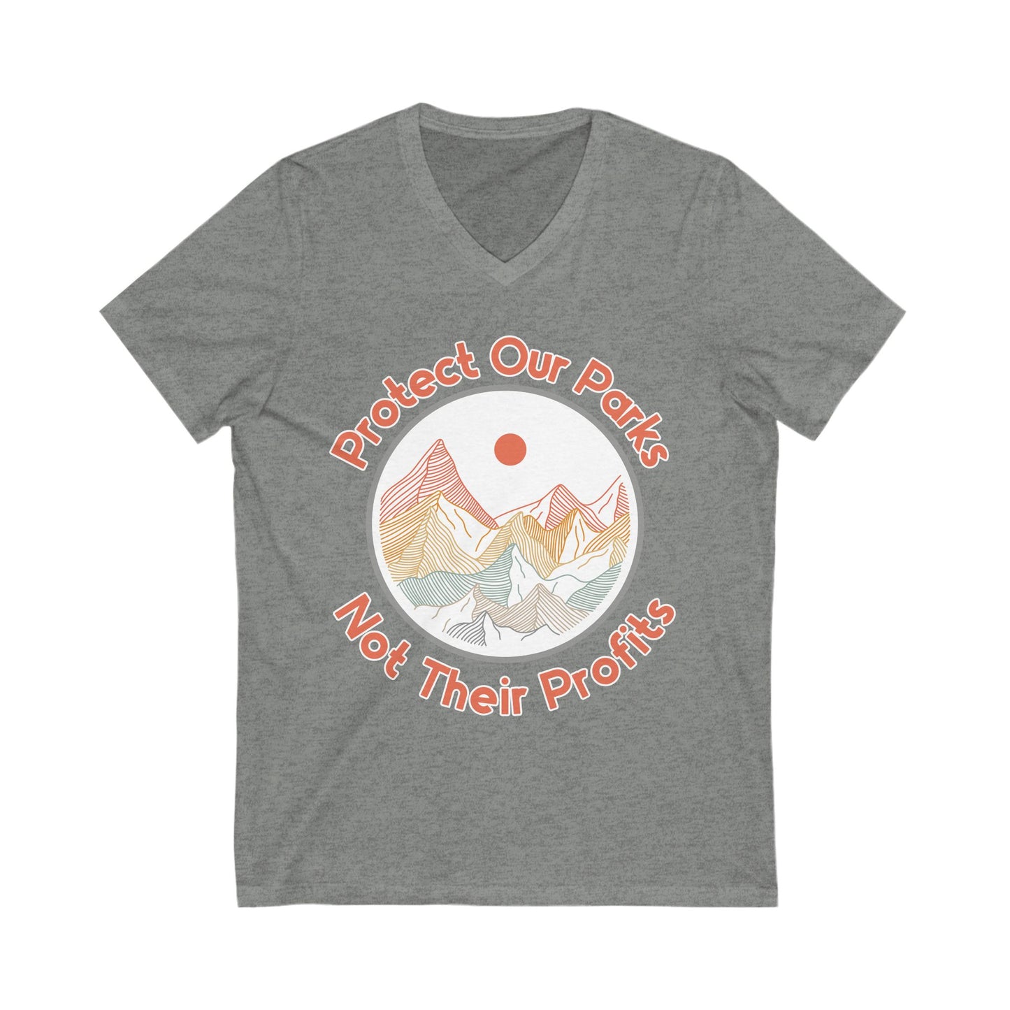 Protect Our Parks, Not Their Profits V-Neck Graphic Tee