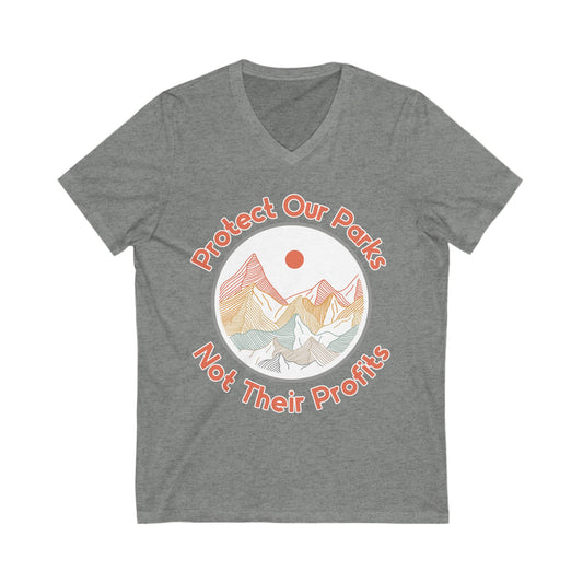 Protect Our Parks, Not Their Profits V-Neck Graphic Tee