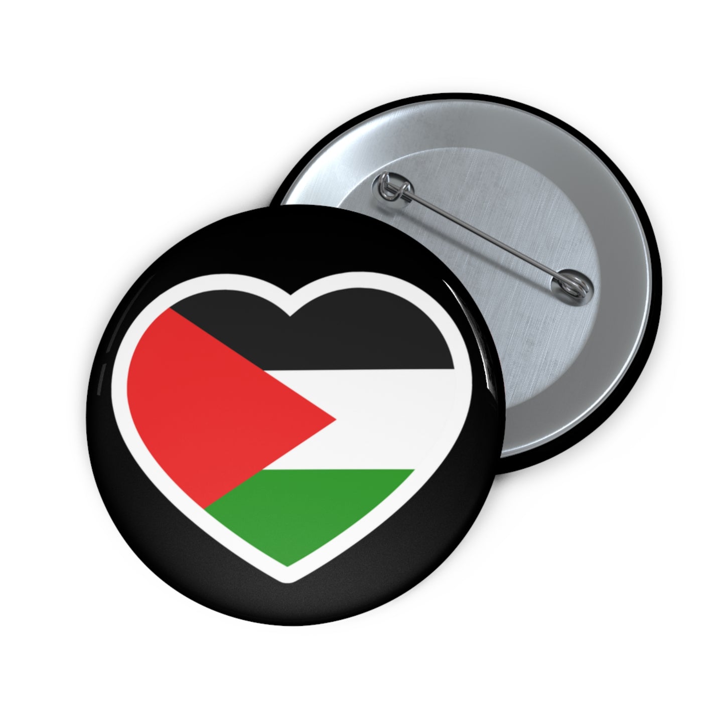 Palestinian Flag Heart Button: 2.25"