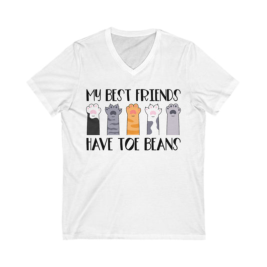 My Best Friends Have Toe Beans Cat Lover V-Neck Tee