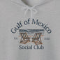 Gulf of Mexico Hoodie in Sport Gray, front view with vintage beach chairs and waves graphic, unisex classic fit.