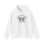 Gulf of Mexico Hoodie in White, front view with vintage beach chairs and waves graphic, unisex classic fit