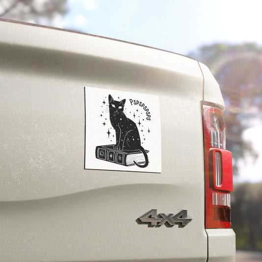 Mystical Black Cat Car Magnet, Cat Lover gift, Feline kitten bumper sticker, funny feminist gift, fuck the patriarchy, at applique