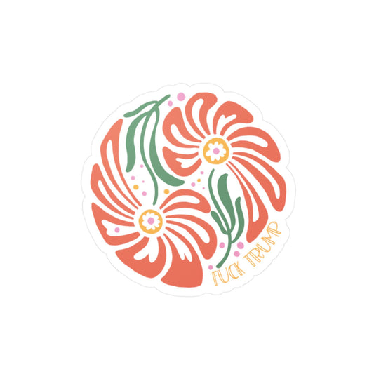 Subtle floral f*ck Trump sticker FDT Vinyl decal Anti MAGA Feminist pro choice gift protest merch progressive liberal sticker, equality